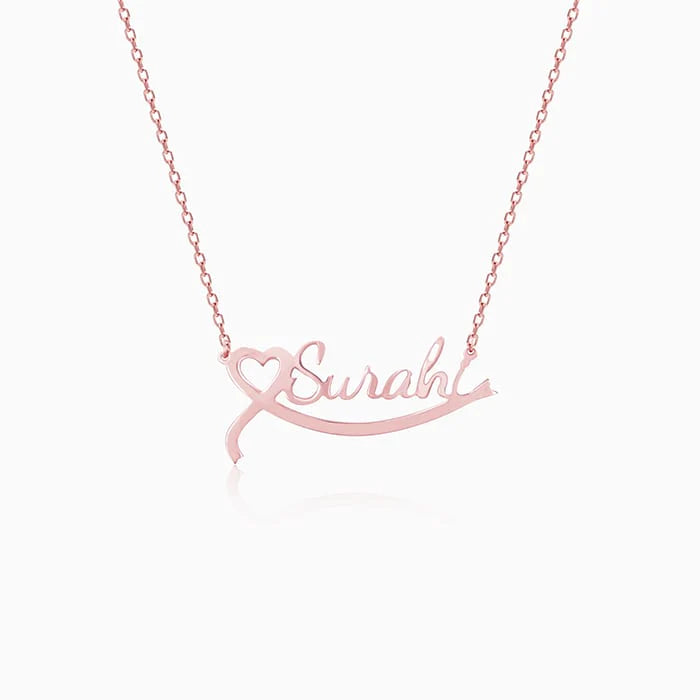 Personalised Name Heart Pendant with Chain